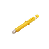 A yellow plastic replacement tip for a syringe, featuring a yellow barrel with a small white plastic collar and a faceted white tip, shown on a plain white background. - Coghlan's Tick Remover