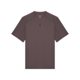 A dark brown short-sleeve athletic t-shirt with a small dark logo on the left chest, displayed on a clean white background. - On Trail-T Solar (Men's) - Mulberry