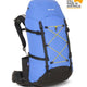 A blue and black One Planet hiking backpack with yellow compression straps, shown on a white background with a 'Still Made in Australia' badge in the top right corner. - One Planet Extrovert 55L Pack - Blue