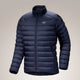 Navy blue puffer jacket on a light gray background - Arc'teryx Cerium Jacket (Men's) - Black Sapphire