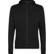 A black hooded zip-up jacket with a full front zipper, long sleeves, and ribbed cuffs, shown on a plain white background. - Icebreaker Merino Blend 300 RealFleece™ Descender Long Sleeve Zip Hoodie (Men's) - Black