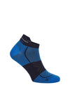 A single low-cut athletic sock in blue and black, shown from a side profile on a plain white background. - Icebreaker Merino Run+ Ultralight Micro Socks (Men's) - Lazurite/Midnight Navy