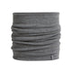 A heather gray knit neck gaiter or balaclava shown folded to display its soft texture and pliable shape, set against a plain white background. - Icebreaker Merino 260 Apex Chute (Unisex) - Gritstone Heather