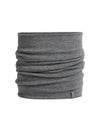 A heather gray knit neck gaiter or balaclava shown folded to display its soft texture and pliable shape, set against a plain white background. - Icebreaker Merino 260 Apex Chute (Unisex) - Gritstone Heather