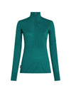 A women's long-sleeve quarter-zip performance top in a deep teal green color, shown against a plain white background. - Icebreaker Merino Blend 200 RealFleece Descender Long Sleeve Half Zip (Women's) - Tidal Teal