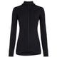 A black long-sleeve hooded zip-up athletic jacket with a subtle ribbed texture, shown on a plain white background. - Icebreaker Merino Blend 200 RealFleece Descender Long Sleeve Zip Hoodie (Women's) - Black