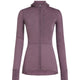 A women's long-sleeve full-zip hooded jacket in a textured dusty mauve-purple color, shown on a plain white background. - Icebreaker Merino Blend 200 RealFleece Descender Long Sleeve Zip Hoodie (Women's) - Grey Plum - Purple