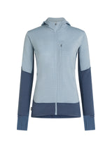 Icebreaker Merino Blend 300 RealFleece Descender Long Sleeve Zip Hoodie (Women's) - blue, light blue, dawn/zinc blue