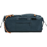 Dark blue duffel bag with orange accents on a white background - Fjällräven Färden Duffel 80L - Navy