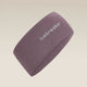 A dusty purple athletic headband with the brand name 'icebreaker' printed in white on the side, shown against a solid beige background. - Icebreaker Merino 200 Oasis Headband (Unisex) - Grey Plum