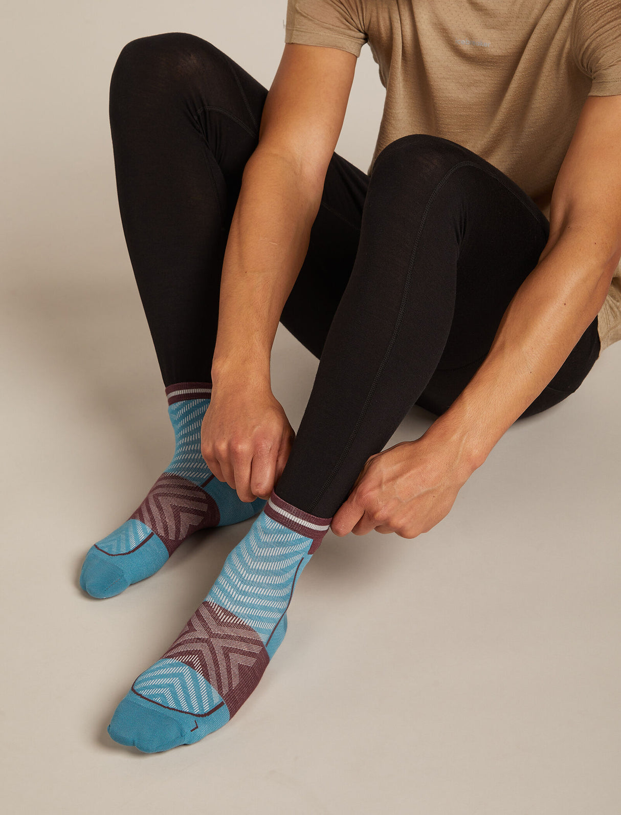 Icebreaker Merino Run+ Ultralight Mini Socks (Men's) - Topaz/Java - Find Your Feet Australia Hobart Launceston Tasmania