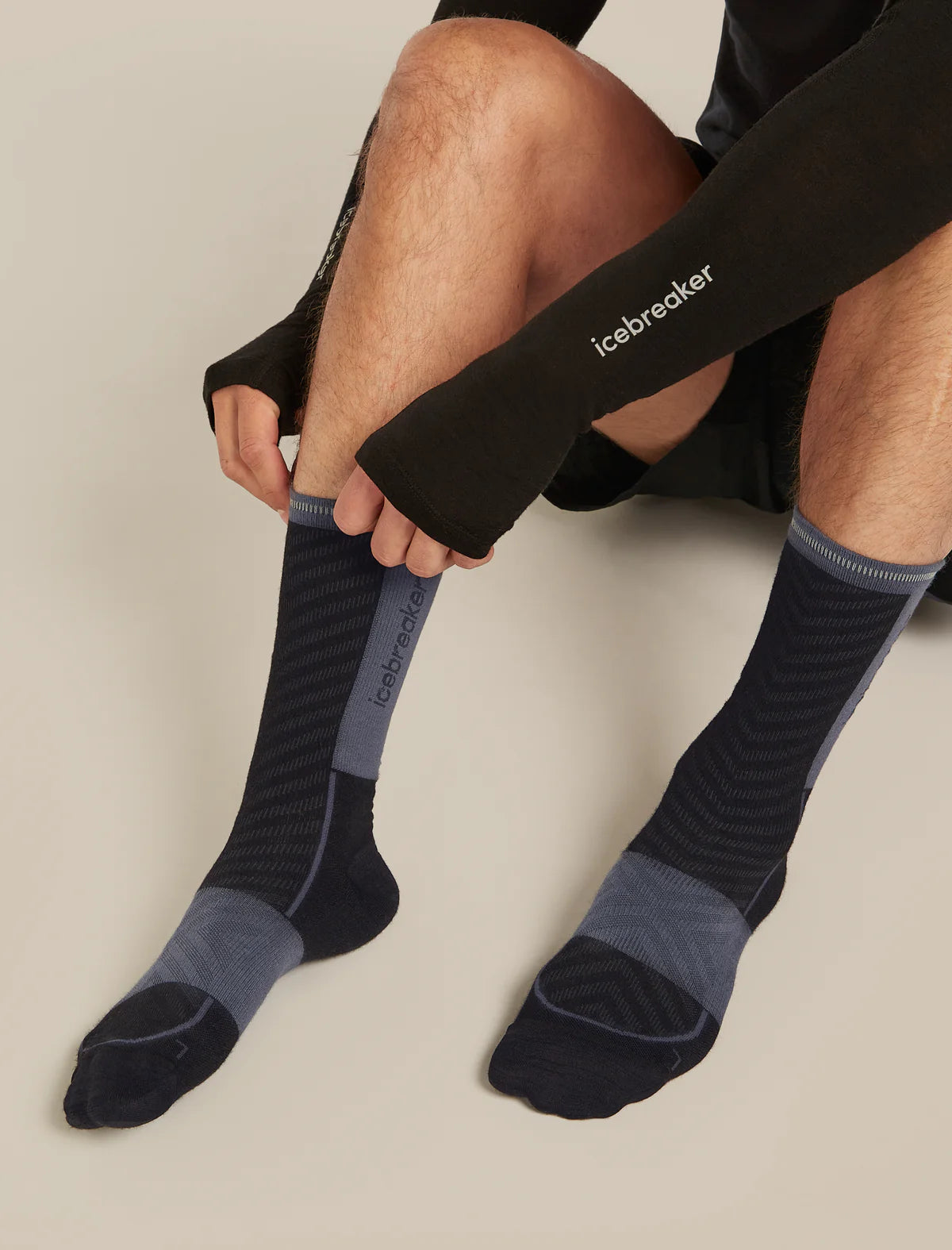Icebreaker Merino Run+ Ultralight Crew Socks (Men's) - Black/Graphite