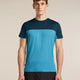 Icebreaker Merino Blend 125 Cool-Lite Sphere Short Sleeve Colour Block T-Shirt (Men's) - Arctic/Atlantis