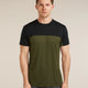 Icebreaker Merino Blend 125 Cool-Lite Sphere Short Sleeve Colour Block T-Shirt (Men's) - Dark Loden/Black