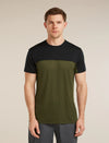 Icebreaker Merino Blend 125 Cool-Lite Sphere Short Sleeve Colour Block T-Shirt (Men's) - Dark Loden/Black