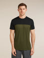Icebreaker Merino Blend 125 Cool-Lite Sphere Short Sleeve Colour Block T-Shirt (Men's) - Dark Loden/Black