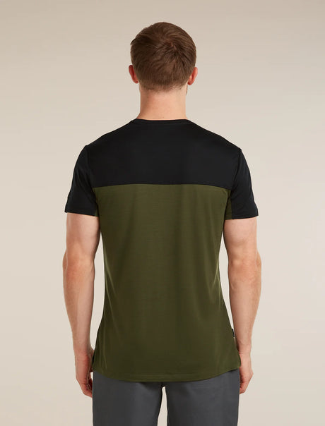Icebreaker Merino Blend 125 Cool-Lite Sphere Short Sleeve Colour Block T-Shirt (Men's) - Dark Loden/Black