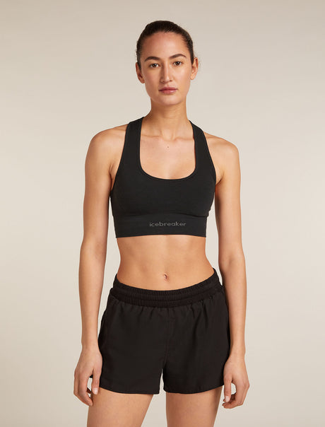 Icebreaker Merino Blend 260 ZoneKnit™ Seamless Bra (Women's) - Black - Find Your Feet Australia Hobart Launceston Tasmania