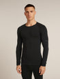Icebreaker Merino Blend 260 ZoneKnit™ Seamless Long Sleeve Crew Thermal Top (Men's) - Black - Find Your Feet Australia Hobart Launceston Tasmania
