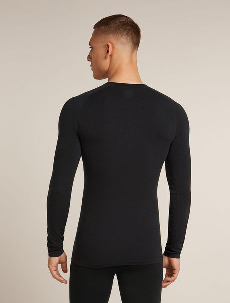 Icebreaker Merino Blend 260 ZoneKnit™ Seamless Long Sleeve Crew Thermal Top (Men's) - Black - Find Your Feet Australia Hobart Launceston Tasmania