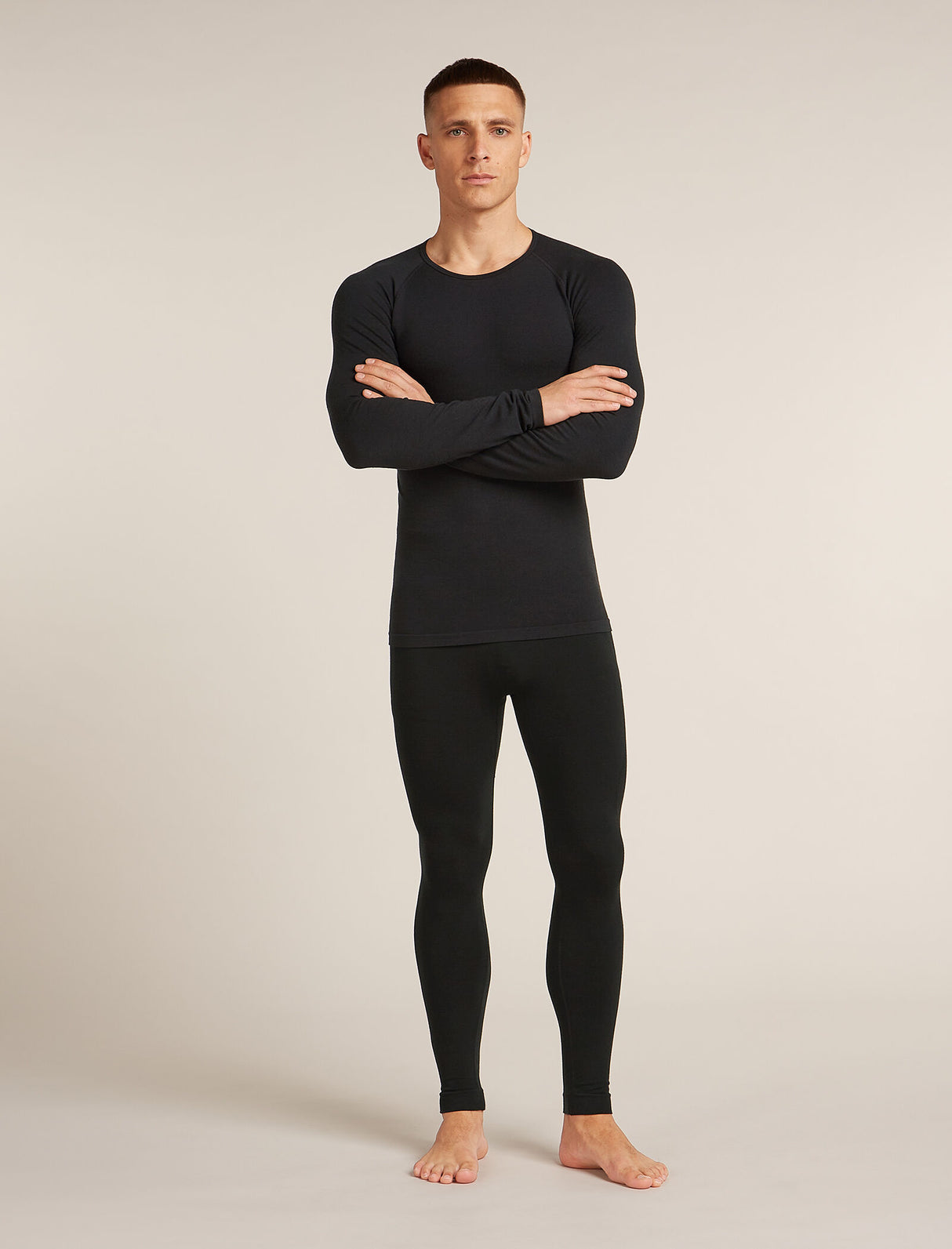 Icebreaker Merino Blend 260 ZoneKnit™ Seamless Long Sleeve Crew Thermal Top (Men's) - Black - Find Your Feet Australia Hobart Launceston Tasmania