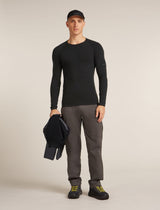 Icebreaker Merino Blend 260 ZoneKnit™ Seamless Long Sleeve Crew Thermal Top (Men's) - Black - Find Your Feet Australia Hobart Launceston Tasmania