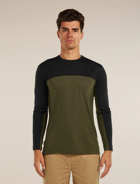 Icebreaker Merino Blend 125 Cool-Lite Sphere Long Sleeve T-Shirt Colour Block (Men's) - Dark Loden/Black