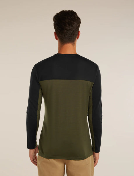 Icebreaker Merino Blend 125 Cool-Lite Sphere Long Sleeve T-Shirt Colour Block (Men's) - Dark Loden/Black