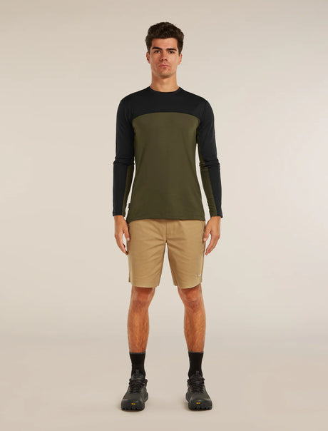 Icebreaker Merino Blend 125 Cool-Lite Sphere Long Sleeve T-Shirt Colour Block (Men's) - Dark Loden/Black
