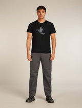 Icebreaker Merino 150 Tech Lite Short Sleeve T-Shirt (Men's) - Skiing Yeti - Black - Find Your Feet Australia Hobart Launceston Tasmania