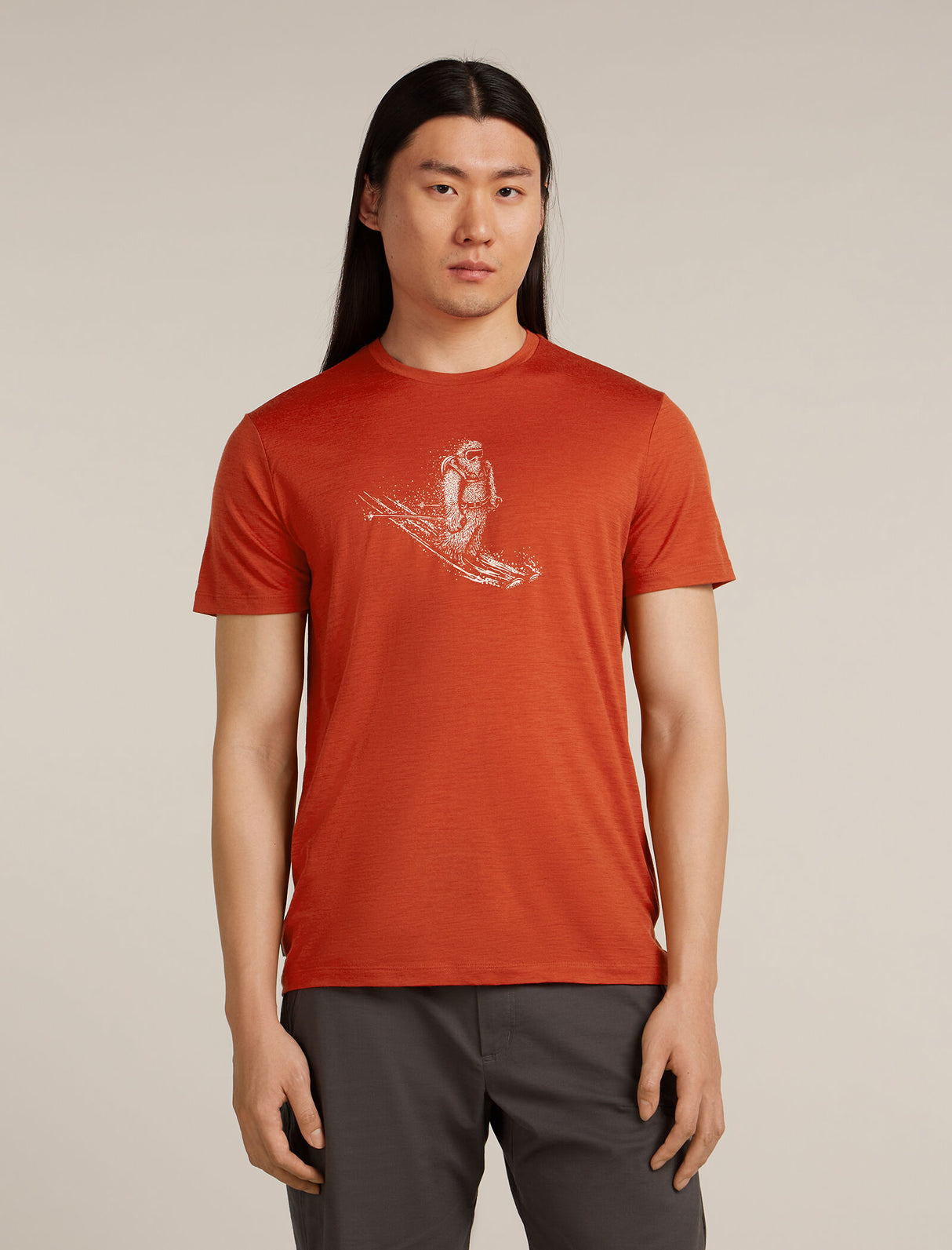 Icebreaker Merino 150 Tech Lite Short Sleeve T-Shirt (Men's) - Skiing Yeti - Agate - Find Your Feet Australia Hobart Launceston Tasmania