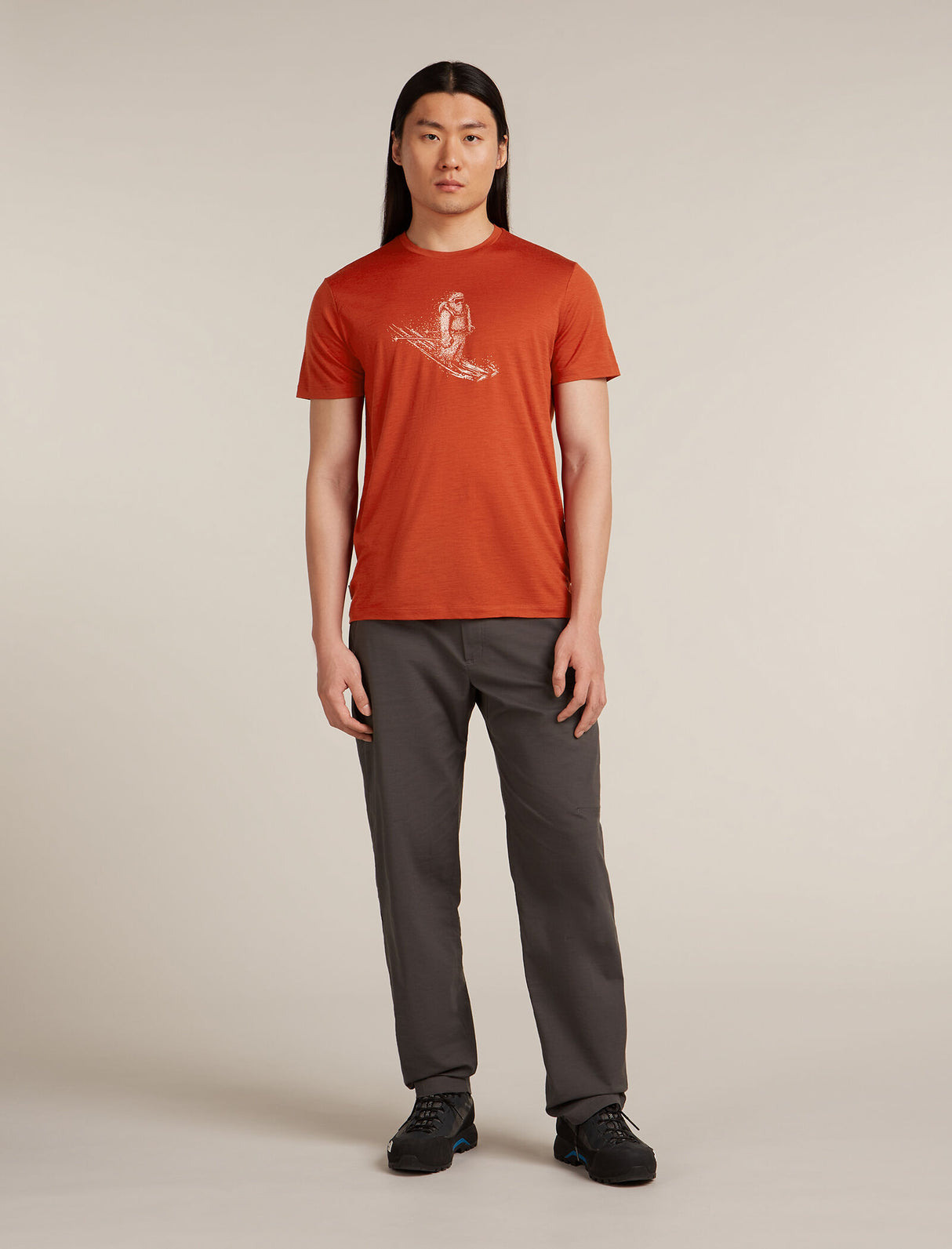 Icebreaker Merino 150 Tech Lite Short Sleeve T-Shirt (Men's) - Skiing Yeti - Agate - Find Your Feet Australia Hobart Launceston Tasmania