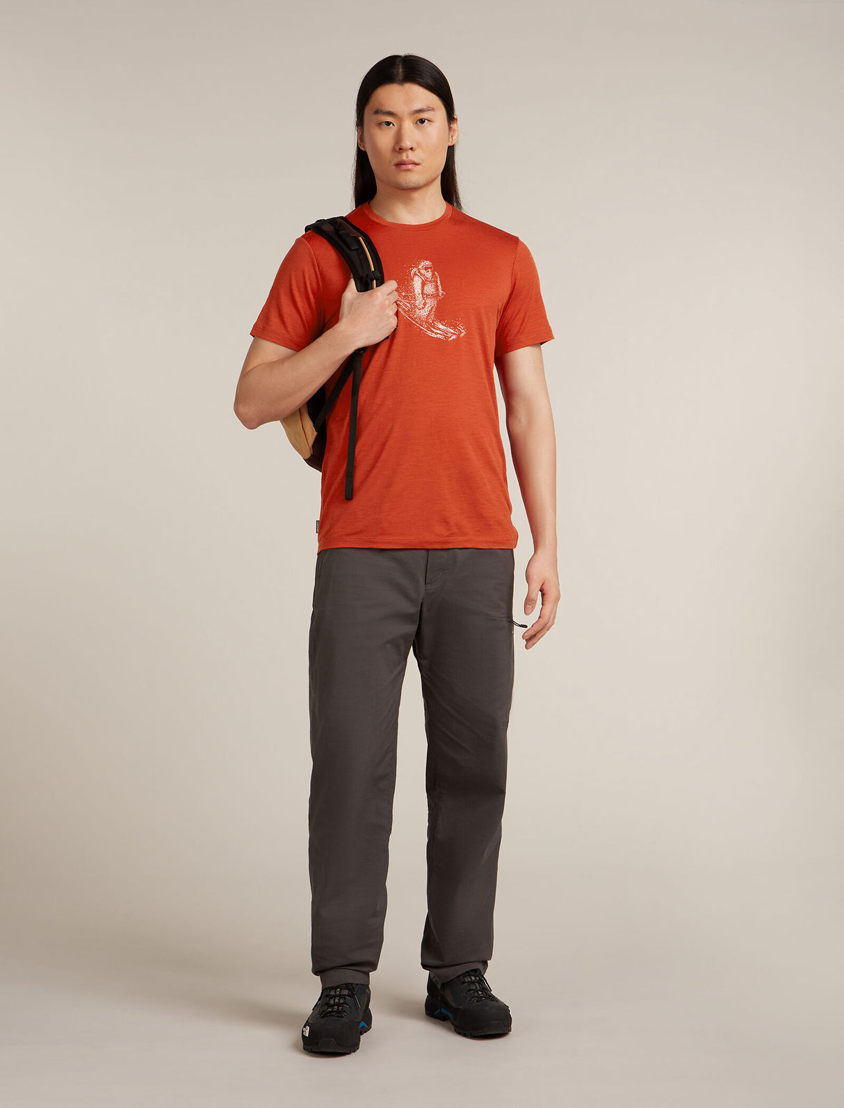 Icebreaker Merino 150 Tech Lite Short Sleeve T-Shirt (Men's) - Skiing Yeti - Agate - Find Your Feet Australia Hobart Launceston Tasmania
