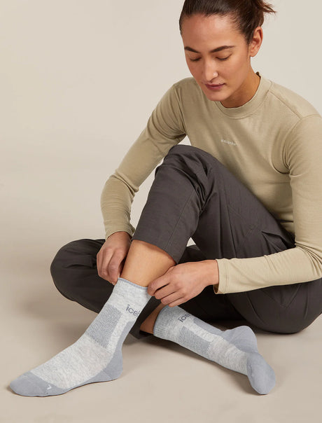 Icebreaker Merino Hike+ Medium Crew Socks (Women's) - Blizzard Heather/Alloy