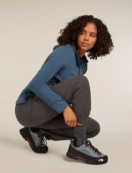 Icebreaker Merino Hike+ Light Crew Socks (Women's) - Obsidian/Black