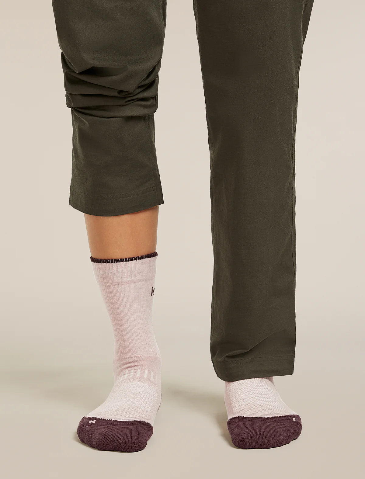 Icebreaker Merino Hike+ Light Crew Socks (Women's) - Pink Quartz/Java