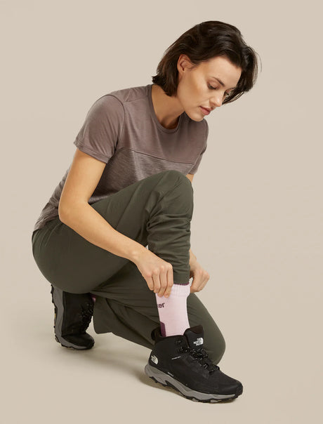 Icebreaker Merino Hike+ Light Crew Socks (Women's) - Pink Quartz/Java