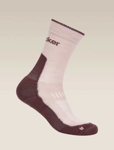 Icebreaker Merino Hike+ Light Crew Socks (Women's) - Pink Quartz/Java