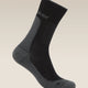 Black and gray sock on a beige background - Icebreaker Merino Hike+ Medium Crew Socks (Men's) - Black/Obsidian