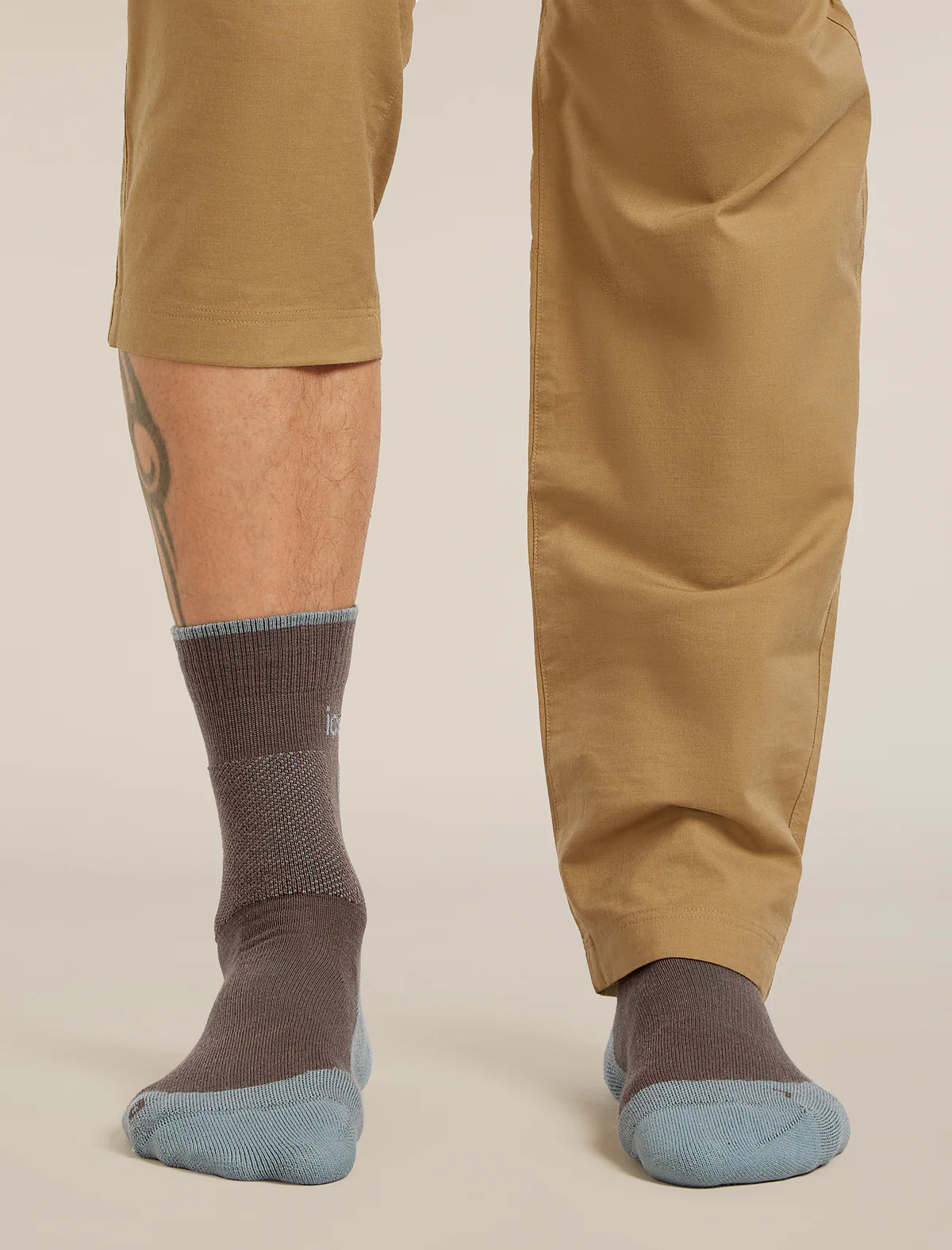 Icebreaker Merino Hike+ Medium Crew Socks (Men's) - Porcini/Flint Blue
