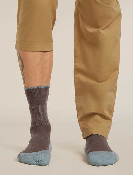 Icebreaker Merino Hike+ Medium Crew Socks (Men's) - Porcini/Flint Blue