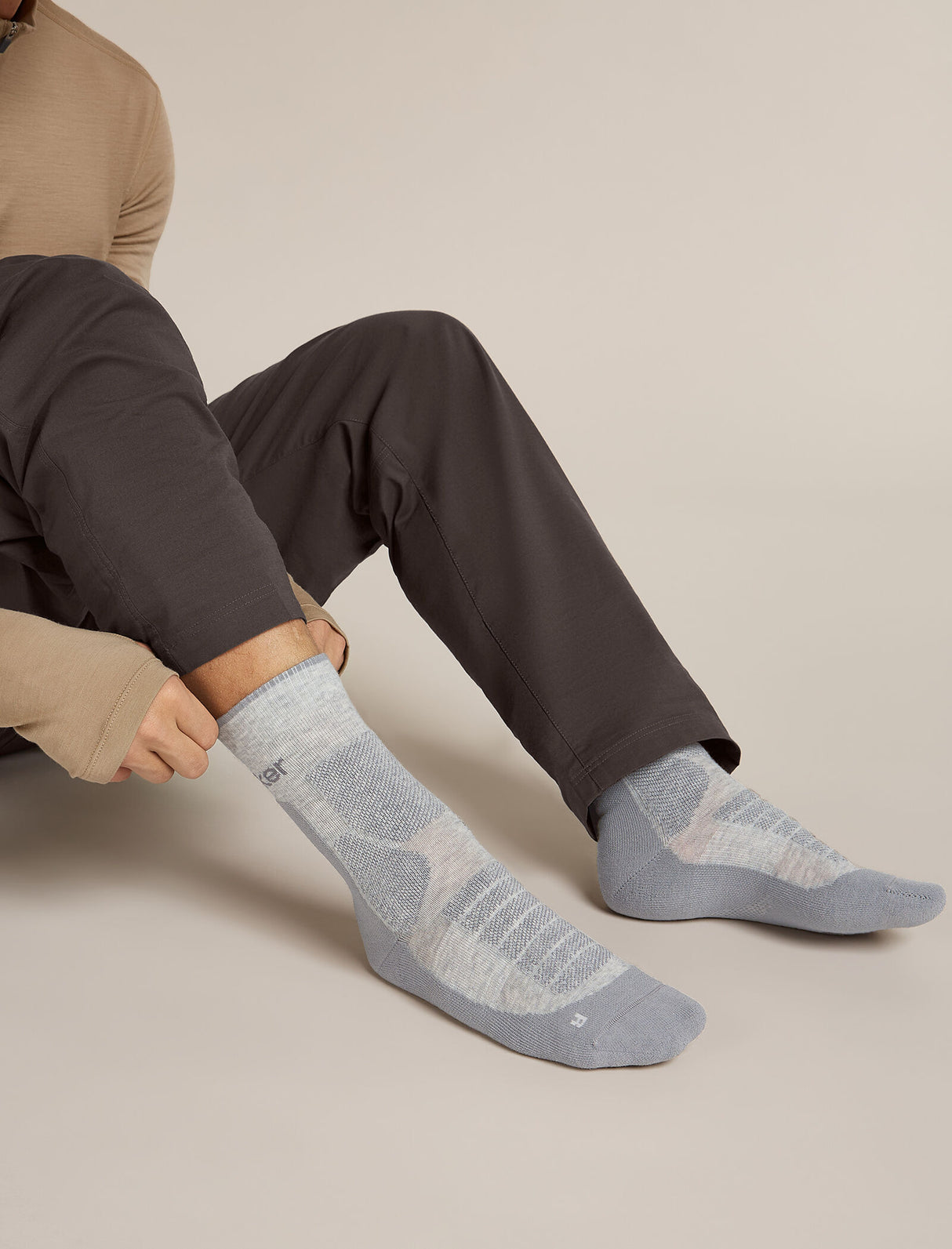 Icebreaker Merino Hike+ Heavy Crew Socks (Men's) - Blizzard Heather/Alloy - Find Your Feet Australia Hobart Launceston Tasmania