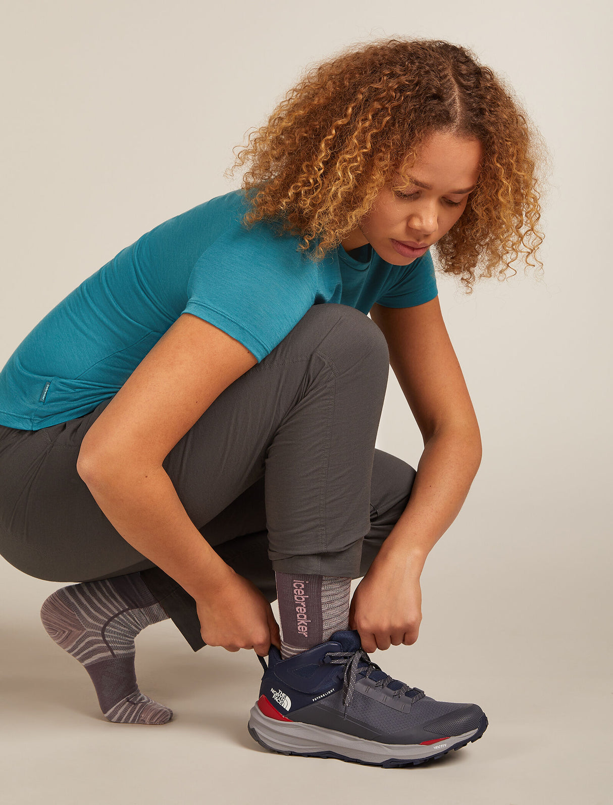 Icebreaker Merino Run+ Ultralight Crew Socks (Women's) - Summit FD/Java/Acid Pink - Find Your Feet Australia Hobart Launceston Tasmania