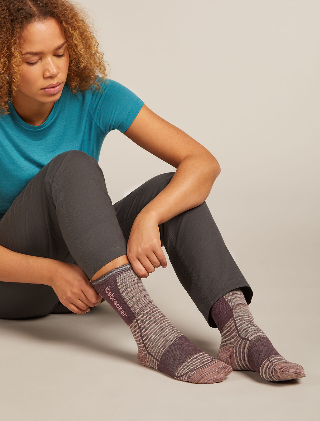 Icebreaker Merino Run+ Ultralight Crew Socks (Women's) - Summit FD/Java/Acid Pink - Find Your Feet Australia Hobart Launceston Tasmania