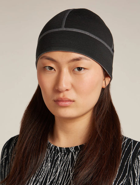 Icebreaker Merino 260 Waffle Knit Wander Reversible Beanie (Unisex) - Obsidian/Black