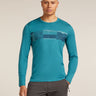 Icebreaker Merino 200 Oasis Long Sleeve Crew Thermal Top Elevation Line (Men's) - Topaz - Find Your Feet Australia Hobart Launceston Tasmania