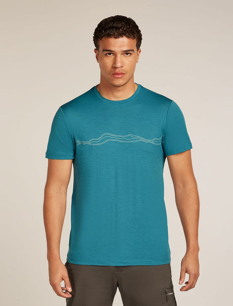 Icebreaker Merino 150 Tech Lite Short Sleeve T-Shirt (Men's) - Mountain Pulse - Topaz - Find Your Feet Australia Hobart Launceston Tasmania
