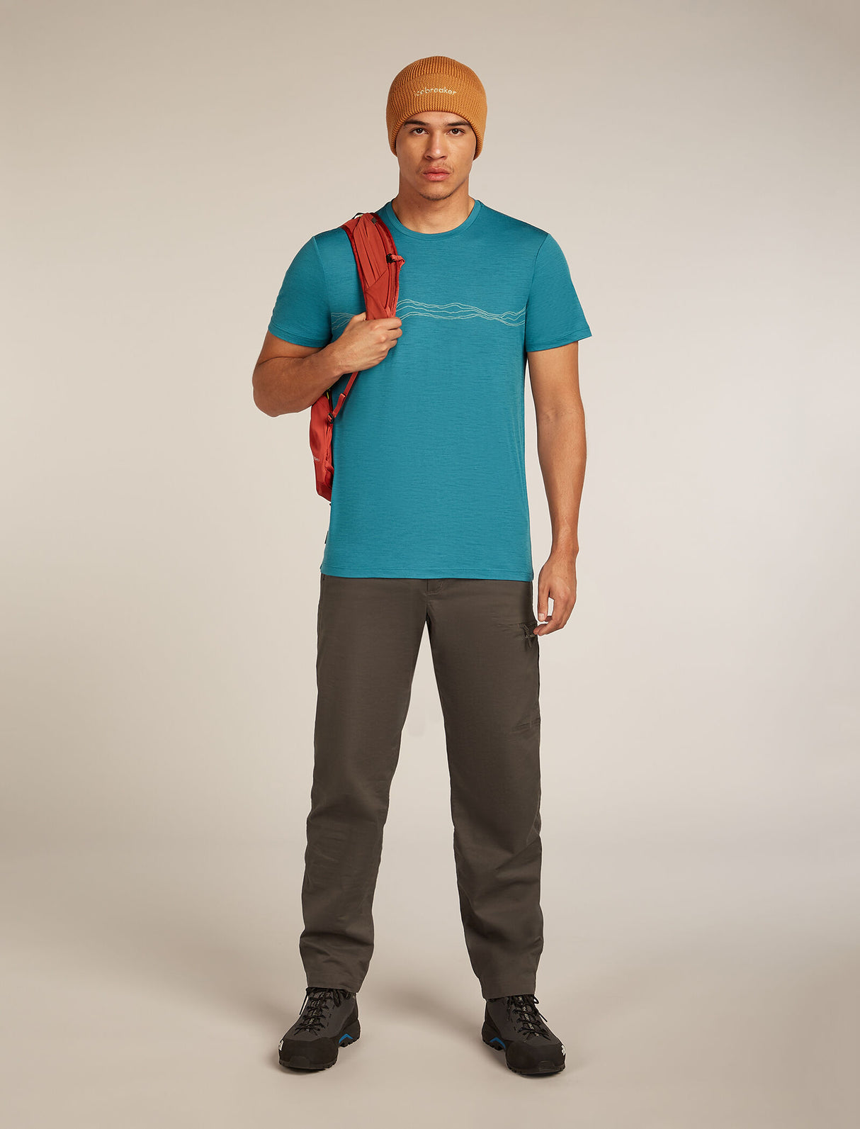 Icebreaker Merino 150 Tech Lite Short Sleeve T-Shirt (Men's) - Mountain Pulse - Topaz - Find Your Feet Australia Hobart Launceston Tasmania