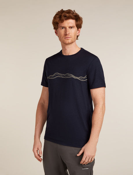 Icebreaker Merino 150 Tech Lite Short Sleeve T-Shirt (Men's) - Mountain Pulse - Midnight Navy - Find Your Feet Australia Hobart Launceston Tasmania