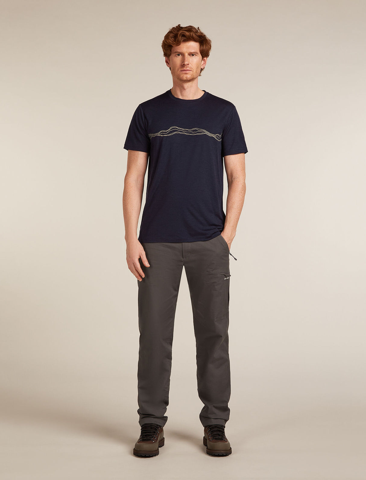 Icebreaker Merino 150 Tech Lite Short Sleeve T-Shirt (Men's) - Mountain Pulse - Midnight Navy - Find Your Feet Australia Hobart Launceston Tasmania